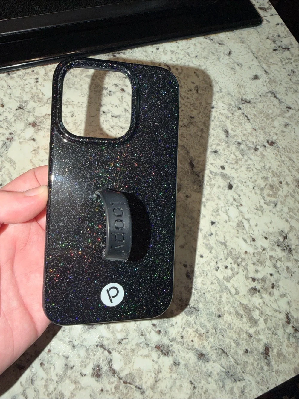 Black Glitter Loopy Case - iPhone 15 Pro